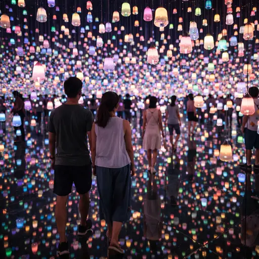 Мир светящихся сфер в teamLab